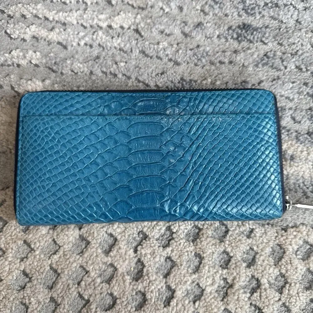 LODIS IRIS PYTHON EMBOSSED ZIP AROUND WALLET BLUE